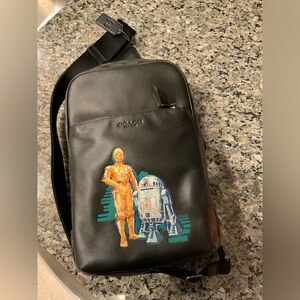 COACH STAR WARS CROSSBODY BAG R2D2 C-3PO LIMITED EDITION NWOT BLACK GOLD BLUE
